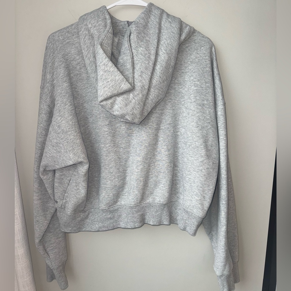 Aritzia TNA Sweatfleece - Boyfriend Fit - Gray Half-Zip Hoodie - Picture 2 of 4